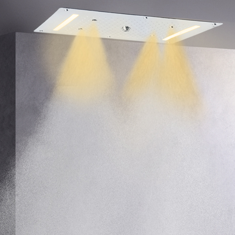 Grifos de ducha cromados pulidos 70X38 CM LED baño multifunción ducha cascada lluvia atomización burbuja