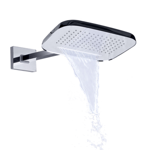 Cromo pulido 25X20CM grifos de baño montaje en pared de baño cabezal de ducha de cascada de lluvia bifuncional