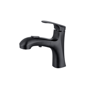 Grifo de lavabo negro mate de una manija con funciones de agua dobles y completas, cabezal contemporáneo