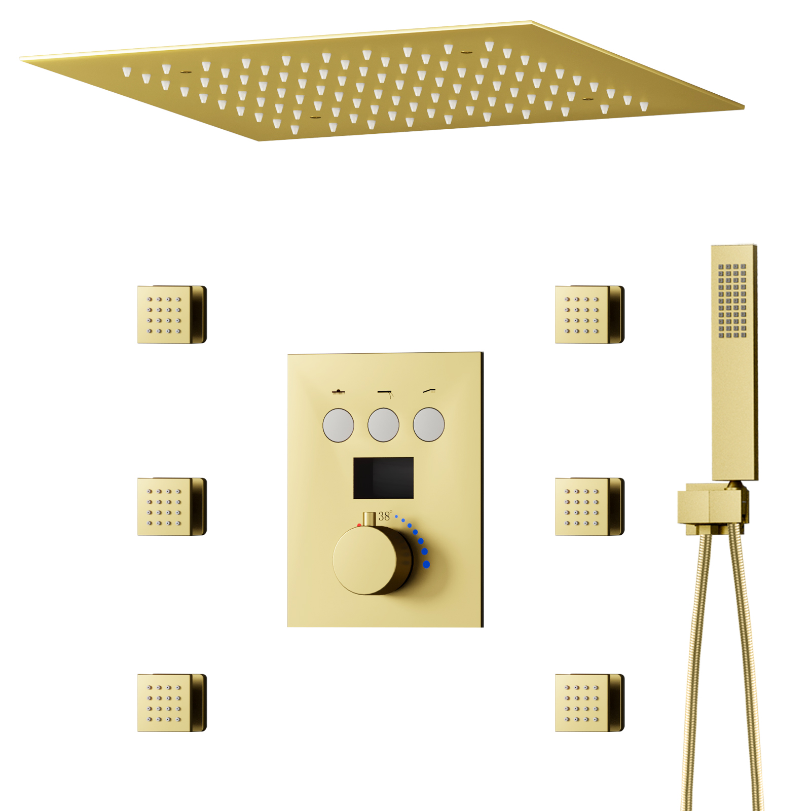 Accesorios de baño conjunto de cabezal de ducha pantalla Digital inteligente válvula de ducha Led grifo lluvia Spa ducha