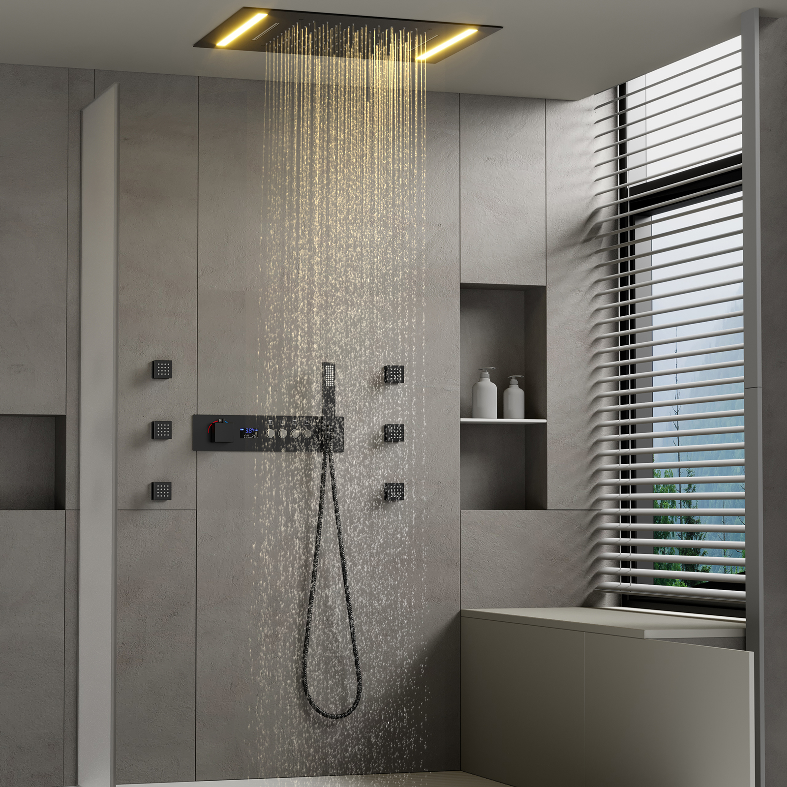 cabezal de ducha con grifo led