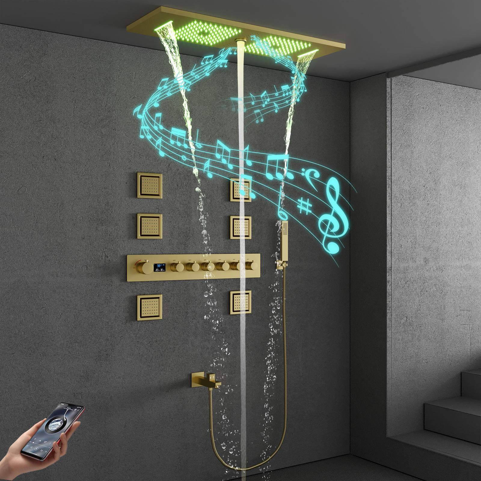 Cabezal de ducha de 6 posiciones