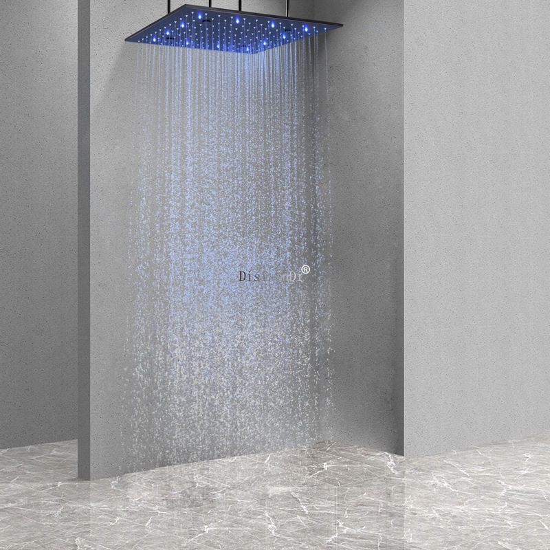 Artículos sanitarios, accesorios de baño de lujo, cabezal de ducha LED con temperatura y soporte ajustable para cabezal de ducha ligero