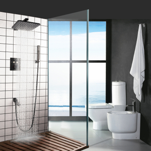 Sistema de ducha oculto de lluvia termostático negro mate, conjunto combinado de caño de mano para baño, barato, de alta calidad