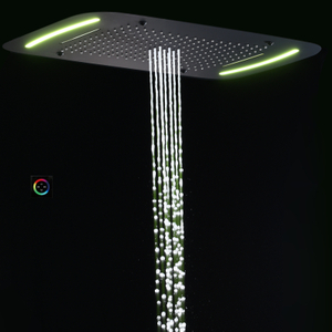Cabezal de ducha negro mate 71X43 CM con panel de control LED Baño Lluvia Cascada Atomización Burbuja