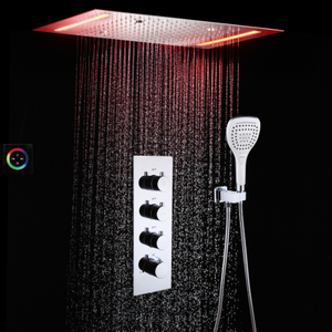 Set de ducha de baño, cabezal de ducha LED de techo de 500x360mm, grifo de ducha termostático integrado, sistema de ducha Ainfall