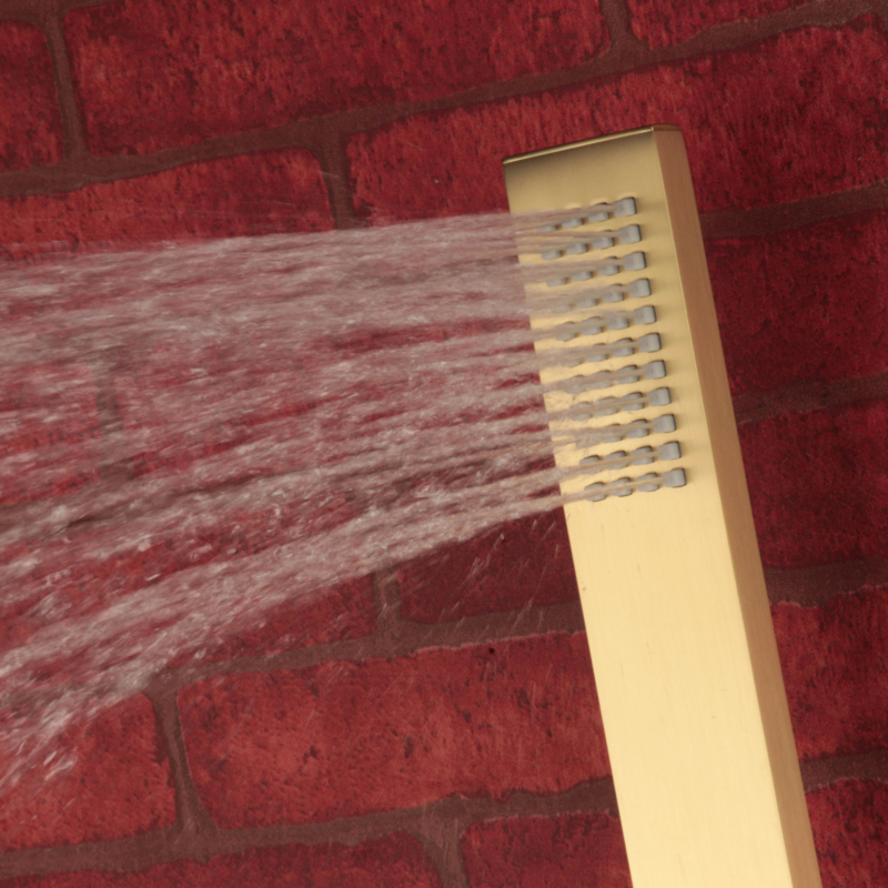 Accesorios de ducha de baño, cabezal de ducha de mano recto de cobre completo para baño de Oro pulido