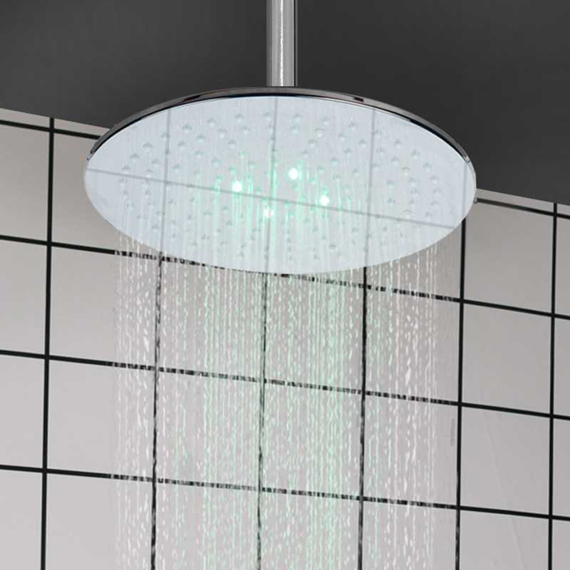 Cromo pulido 25X25CM cabezal de ducha LED 3 colores cambio de temperatura baño elevación ducha de gama superior lluvia