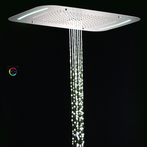 Cabezal de ducha de níquel cepillado 71X43 CM baño de gama alta cascada atomizadora burbuja con Panel de Control LED