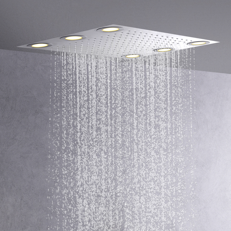 Gran oferta, grifos de ducha de níquel cepillado de 50x36 CM, ducha oculta de lluvia para baño LED