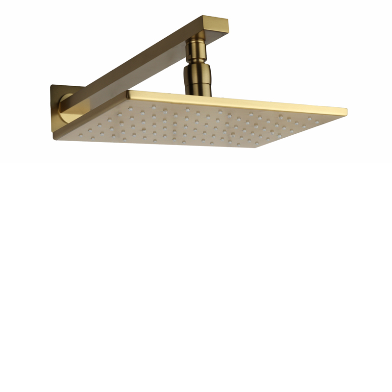 Grifos de baño de oro cepillado, cabezal de ducha de 28x18cm, LED, cambio de temperatura de 3 colores, montaje en pared para baño, ducha de lluvia