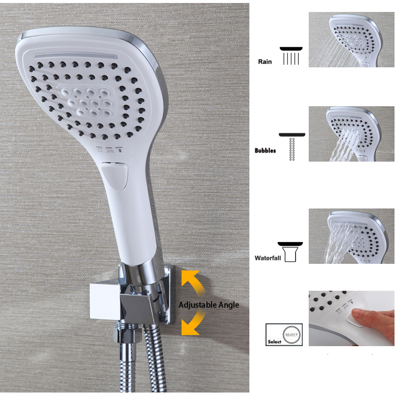 Cromo pulido 50*50 cm montado en la pared termostático baño LED grifo de ducha juego de ducha de acero inoxidable