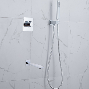 Grifo de ducha de baño con sistema de ducha moderno cromado de una sola manija con ducha de mano portátil