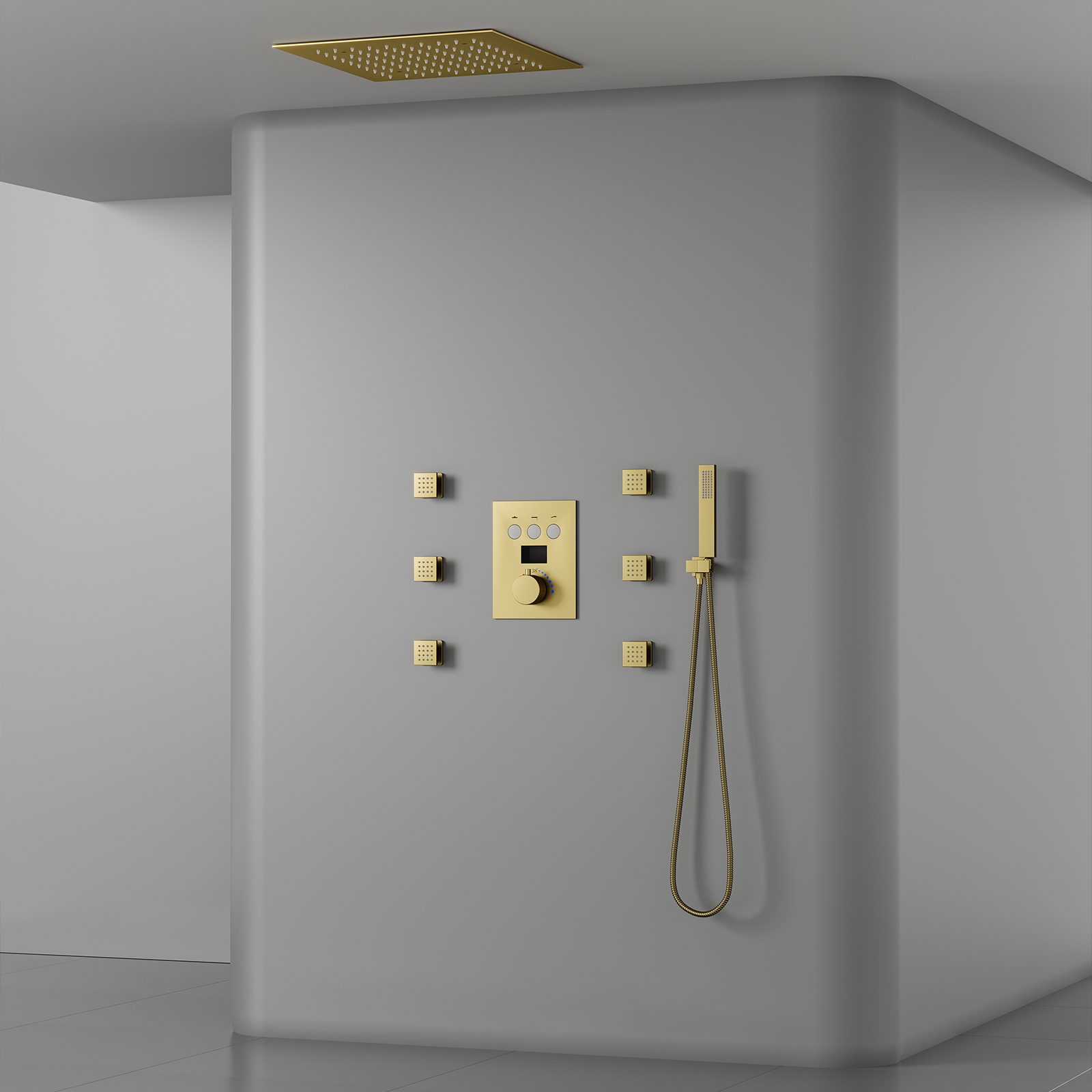 Accesorios de baño conjunto de cabezal de ducha pantalla Digital inteligente válvula de ducha Led grifo lluvia Spa ducha