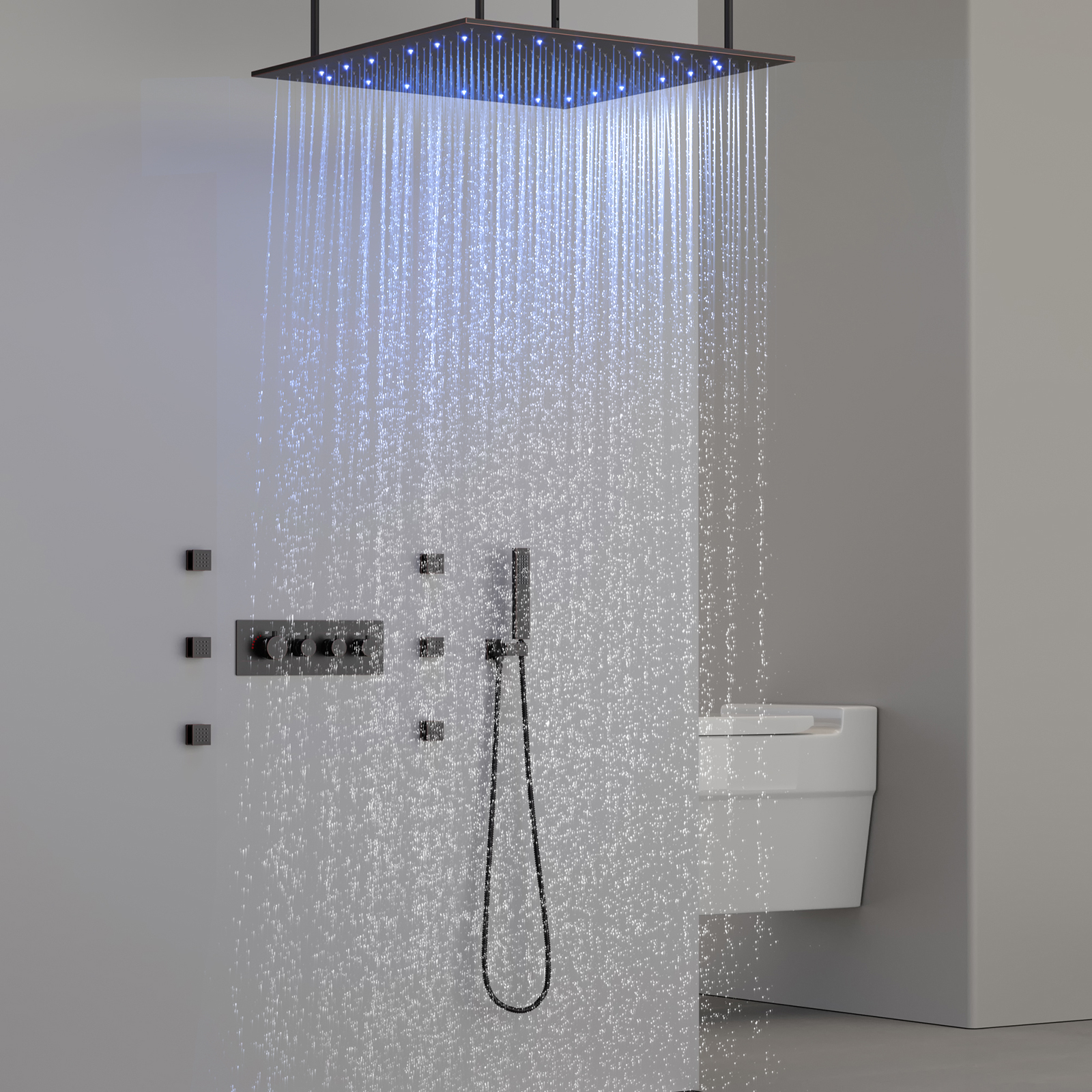 El encanto de los cabezales de ducha de techo LED que cambian de color