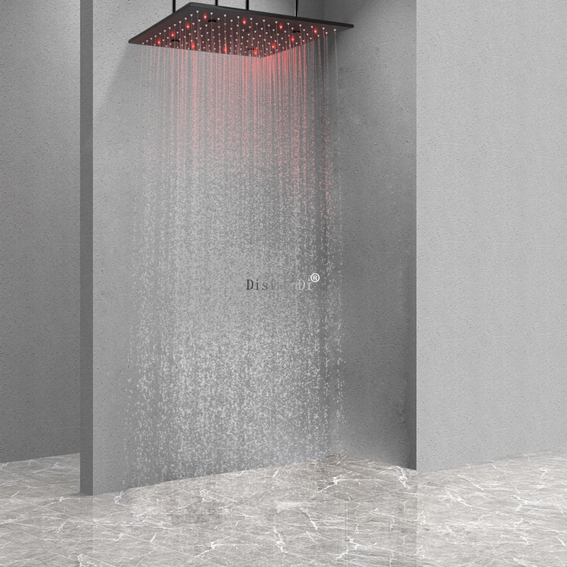 Artículos sanitarios, accesorios de baño de lujo, cabezal de ducha LED con temperatura y soporte ajustable para cabezal de ducha ligero