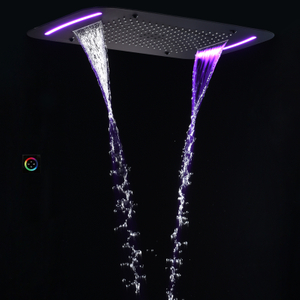 Mezclador de ducha negro mate 71X43 CM baño multifunción lluvia cascada atomizador burbuja con panel de control LED