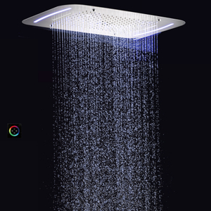 Grifos de ducha de níquel cepillado 71X43 CM baño multifunción cascada atomizadora burbuja con panel de control LED