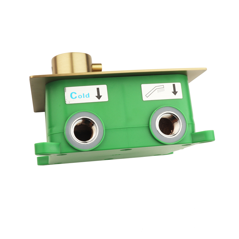 Accesorios de ducha Oro pulido botón de tres funciones interruptor de Control termostático oculto cuerpo de válvula de latón