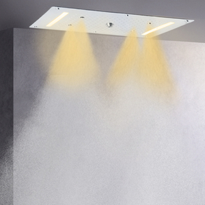 Mezclador de ducha cromado pulido 70X38 CM LED baño empotrado techo multifunción cascada lluvia atomizador ducha de burbujas