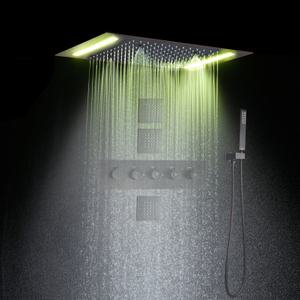 Cabezal de ducha termostático ORB para cuarto de baño con Panel LED cabezal de ducha de acero inoxidable con lluvia de techo de 14x20 pulgadas