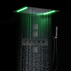 Juego de ducha mezclador termostático para cuartos de baño, accesorios de ducha montados en la pared, cabezal de ducha de lluvia de techo de 14X20 pulgadas