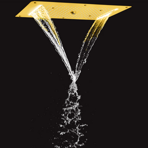 Cabezal de ducha de lujo Oro pulido 70X38 CM LED baño multifunción cascada lluvia atomizador ducha de burbujas
