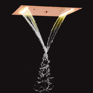 Cabezal de ducha de oro rosa 70X38 CM LED baño cascada lluvia atomizador burbuja masaje ducha