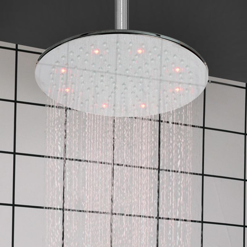 Cromo pulido 25X25CM cabezal de ducha LED 3 colores cambio de temperatura baño elevación ducha de gama superior lluvia