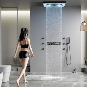 Control remoto LED nuevo cabezal de ducha botón musical pantalla Digital cabezal de ducha de lluvia juego de latón