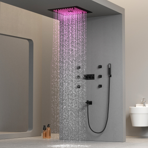 Juego de sistema de ducha con luz LED, cabezal de ducha de lluvia, Válvula mezcladora de ducha de temperatura constante de 300x300mm