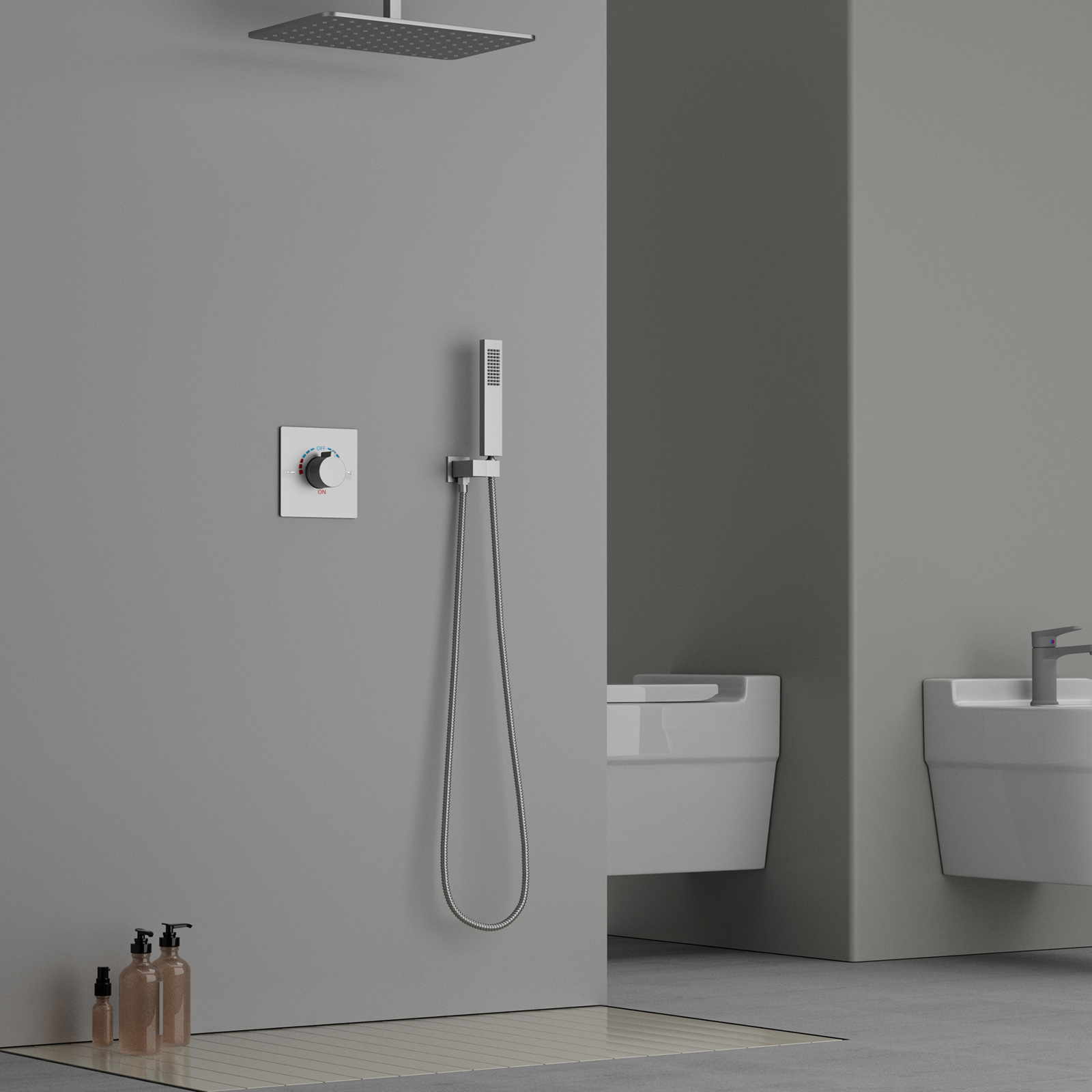 Sistema de ducha de lluvia cepillado moderno, juego de mezclador de ducha de baño de lluvia para Hotel Villa