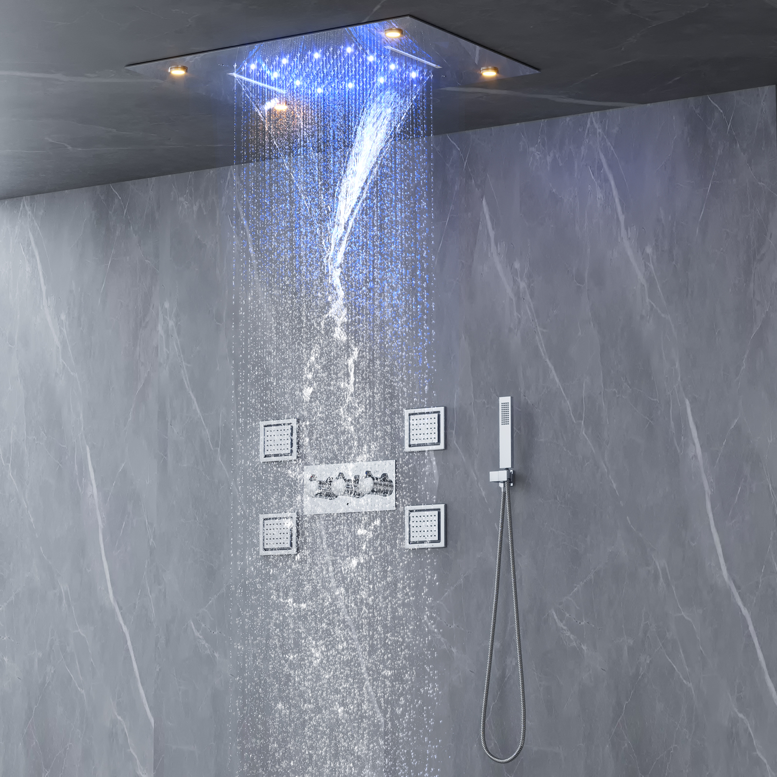 El deslumbrante juego de ducha tipo lluvia LED combina color y tecnología para una nueva experiencia de ducha