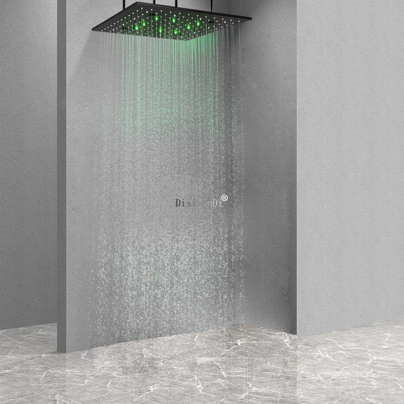 Artículos sanitarios, accesorios de baño de lujo, cabezal de ducha LED con temperatura y soporte ajustable para cabezal de ducha ligero