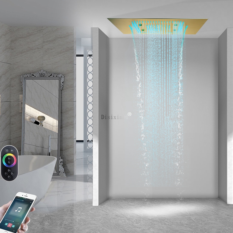 Techo empotrado 60*80cm 304 cabezal de ducha de acero inoxidable baño 3 funciones ducha música altavoz LED Sistema de ducha