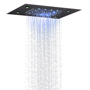 Grifos de ducha de bronce frotado con aceite, 50x36 CM, LED, 7 colores, baño empotrado, techo, cascada bifuncional, lluvia