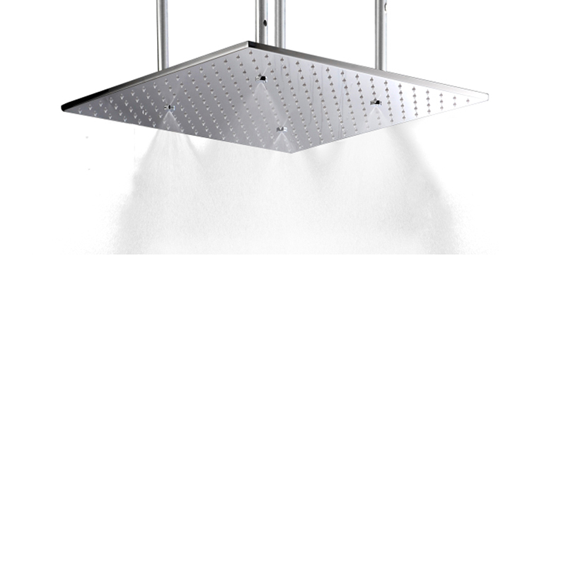 Cromo pulido 50X50 CM cabezal de ducha LED baño lluvia atomizador ducha soporte de cabezal de ducha ajustable