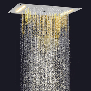Mezclador de ducha LED para baño, níquel cepillado, 70x38 CM, empotrado en el techo, ducha multifunción oculta