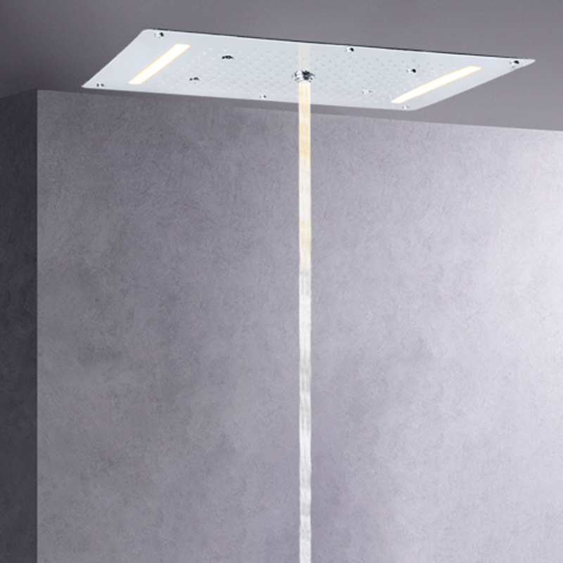 Grifos de ducha cromados pulidos 70X38 CM LED baño multifunción ducha cascada lluvia atomización burbuja