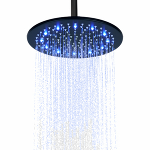 Cabezal de ducha negro mate 25X25CM LED 3 colores cambio de temperatura baño elevación ducha lluvia