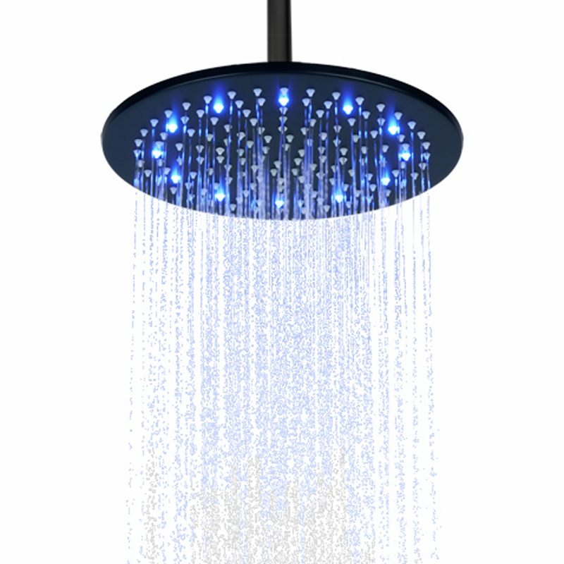 Cabezal de ducha negro mate 25X25CM LED 3 colores cambio de temperatura baño elevación ducha lluvia