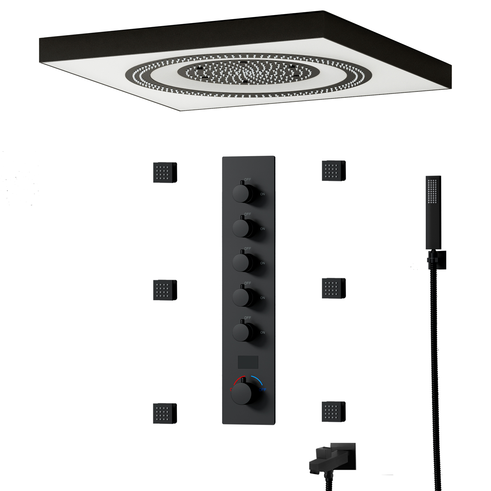 Conjuntos de cabezales de ducha termostáticos con válvula de ducha híbrida multifunción LED