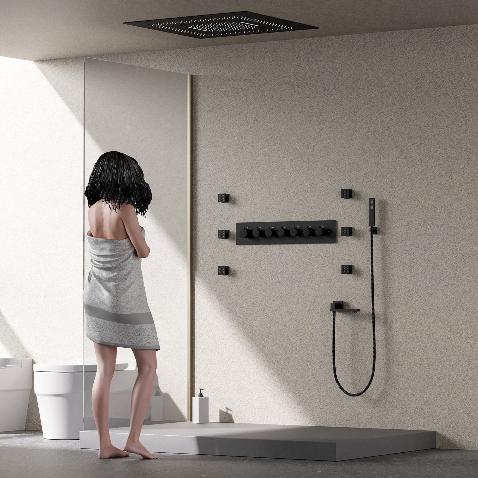 cabezal de ducha de 6 posiciones