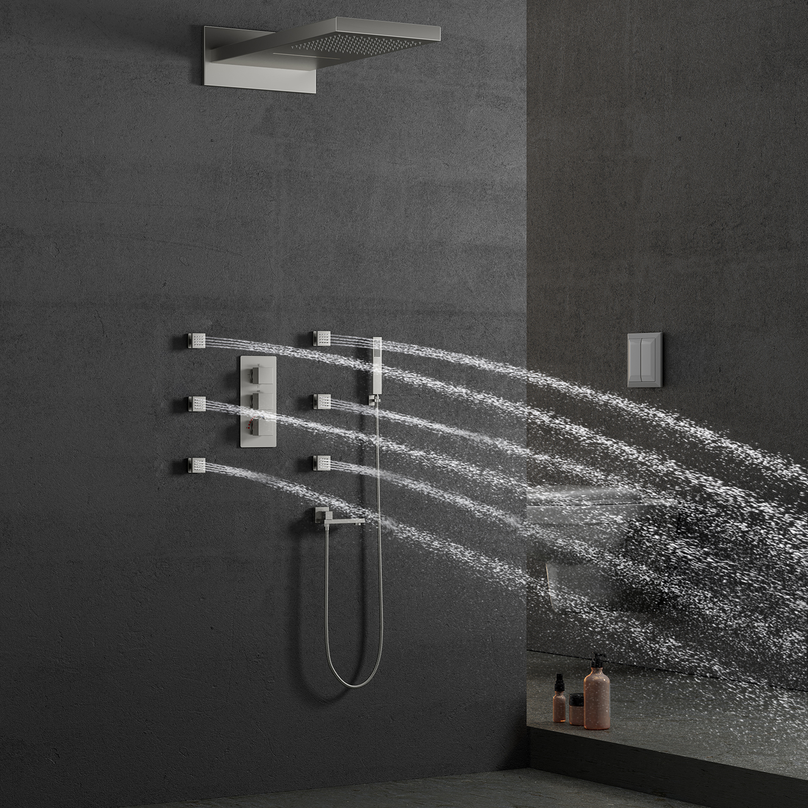 Juego de cabezal de ducha de 4 piezas.