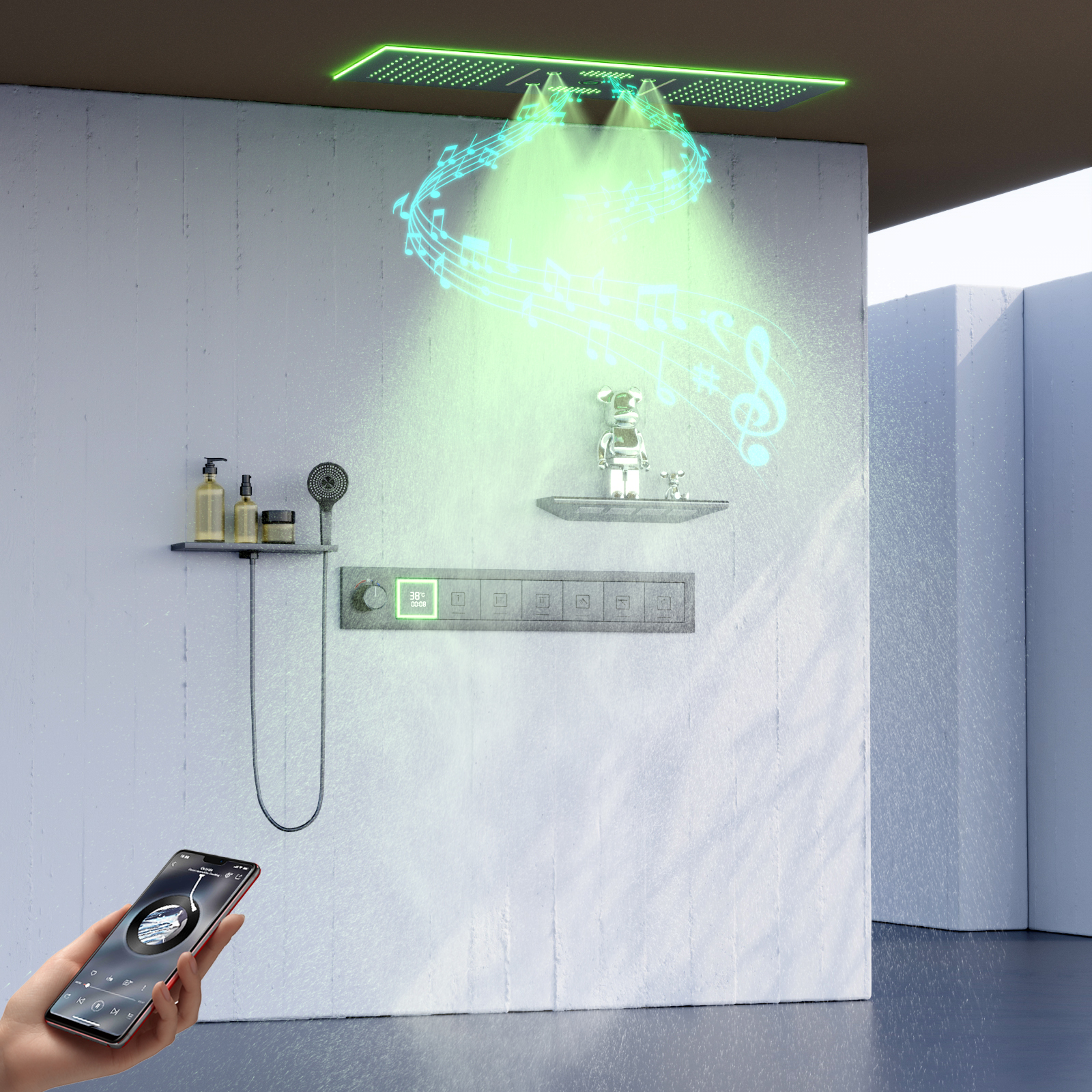 cabezal de ducha led de color