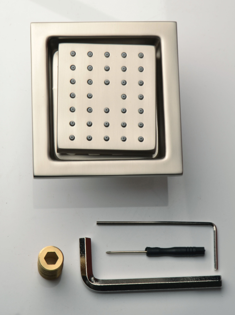 Mezclador de ducha de níquel cepillado, ducha con rociador lateral de instalación oculta para baño de 4 pulgadas con caja integrada