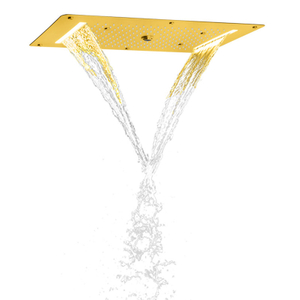 Oro cepillado 70X38 CM cabezal de ducha LED lujo baño techo burbuja cascada atomización lluvia