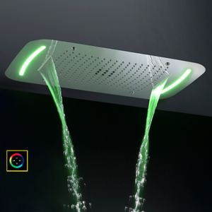 Mezclador de ducha cromado pulido 71X43 CM con panel de control LED Baño Cascada Lluvia Atomizador Burbuja