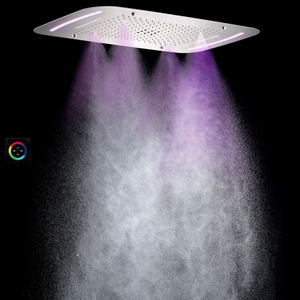 Mezclador de ducha de níquel cepillado 71X43 CM baño lluvia cascada atomizadora burbuja con panel de control LED