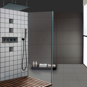 Grifo de ducha de montaje en pared con lluvia termostática para baño de bronce frotado con aceite, ducha de mano LED